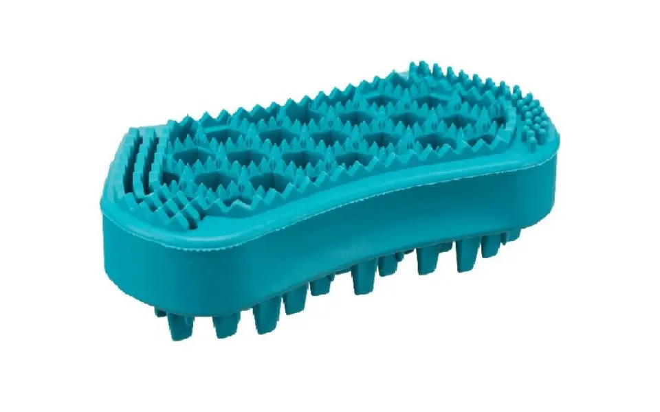 Trixie turquoise cat massage brush.