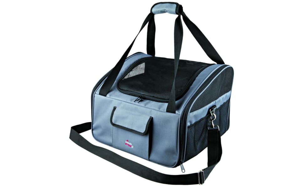 Blue cat carrier bag.