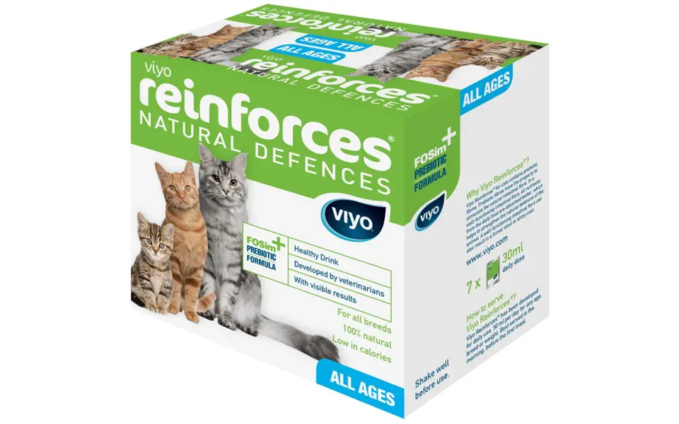 Box with probiotic supplements for cats Viyo Reinforces Cat.